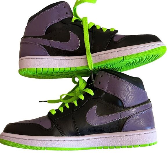 Nike Air Jordan 1 Retro Joker PURPLE and GREEN Size‎ 10 Night Vision 2012 - Picture 4 of 15